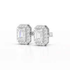 2.51 CT Lab Diamond Halo Emerald Stud Earrings