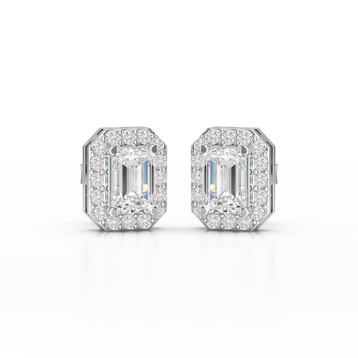 2.51 CT Lab Diamond Halo Emerald Stud Earrings