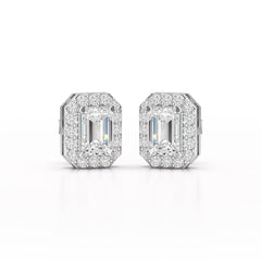 2.51 CT Lab Diamond Halo Emerald Stud Earrings