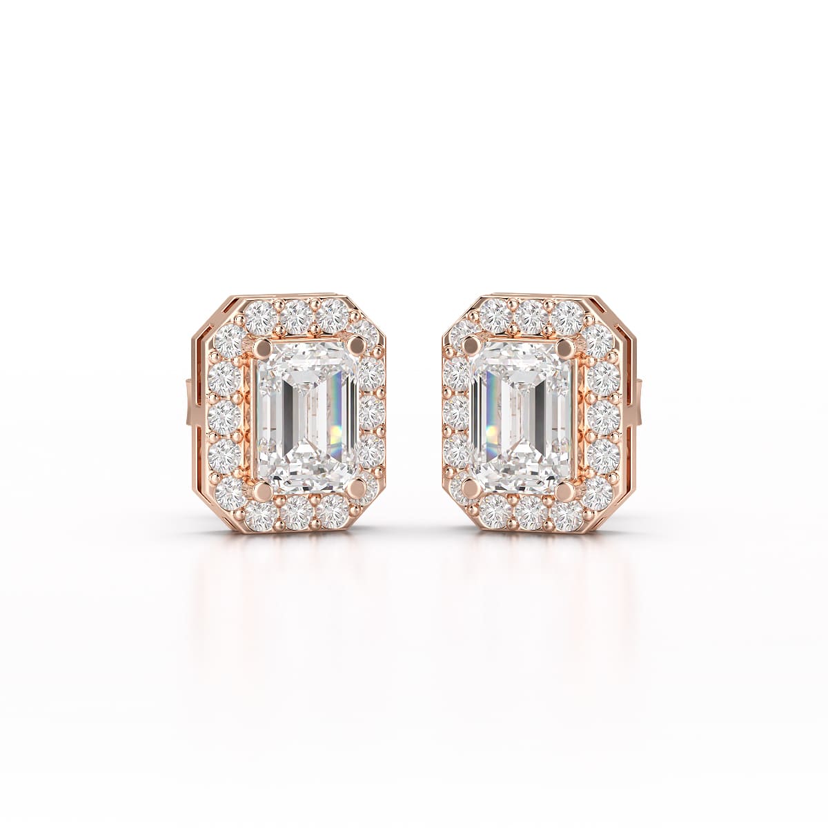 2.51 CT Lab Diamond Halo Emerald Stud Earrings