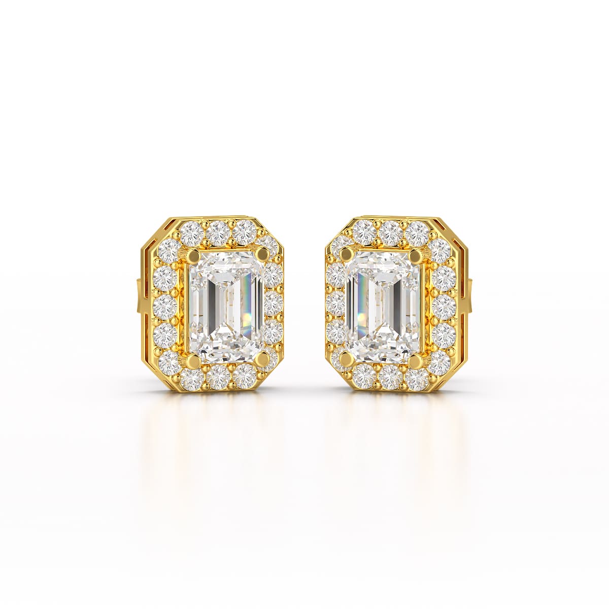 2.51 CT Lab Diamond Halo Emerald Stud Earrings