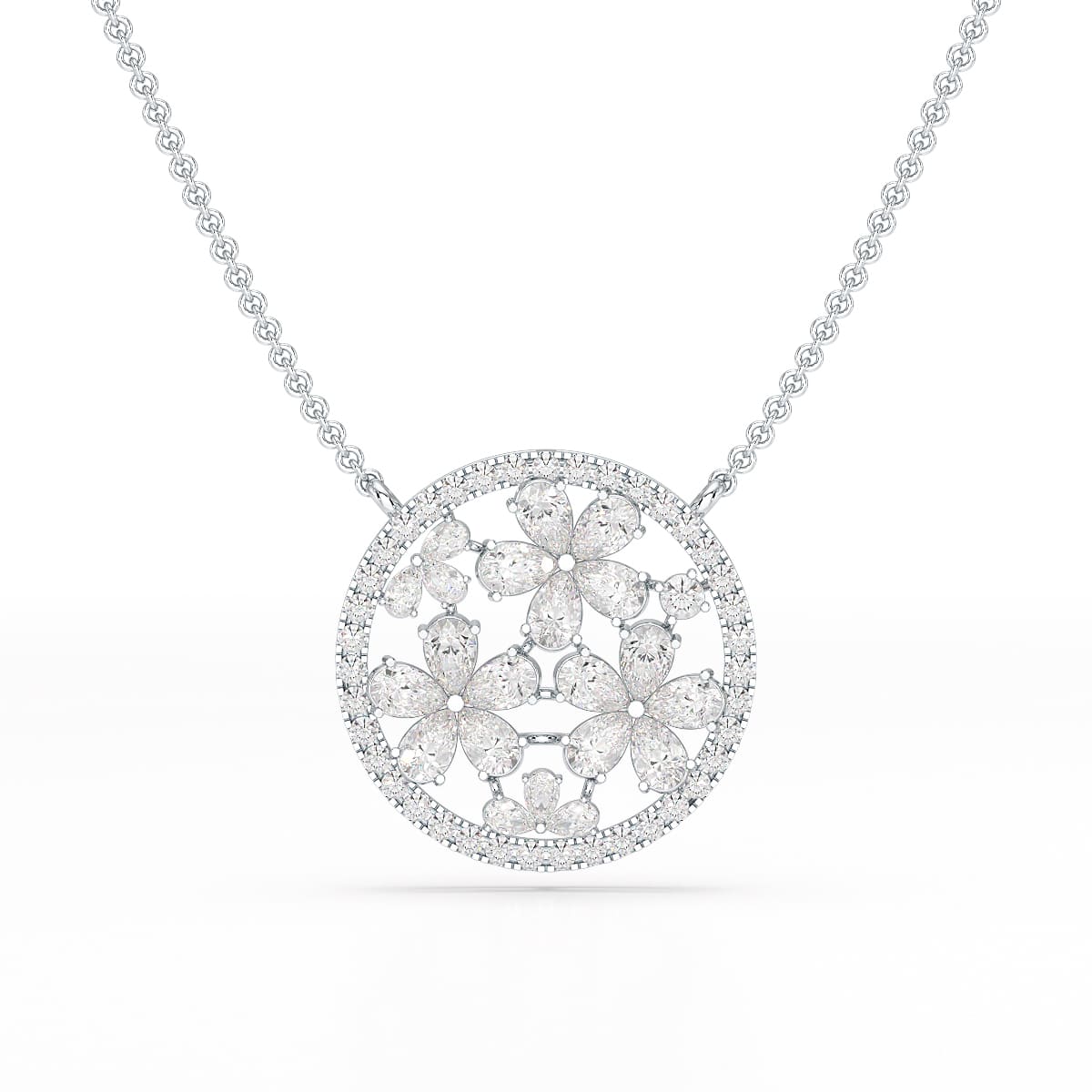 2.57 CT Pear Cut Flower Lab Diamond Pendant