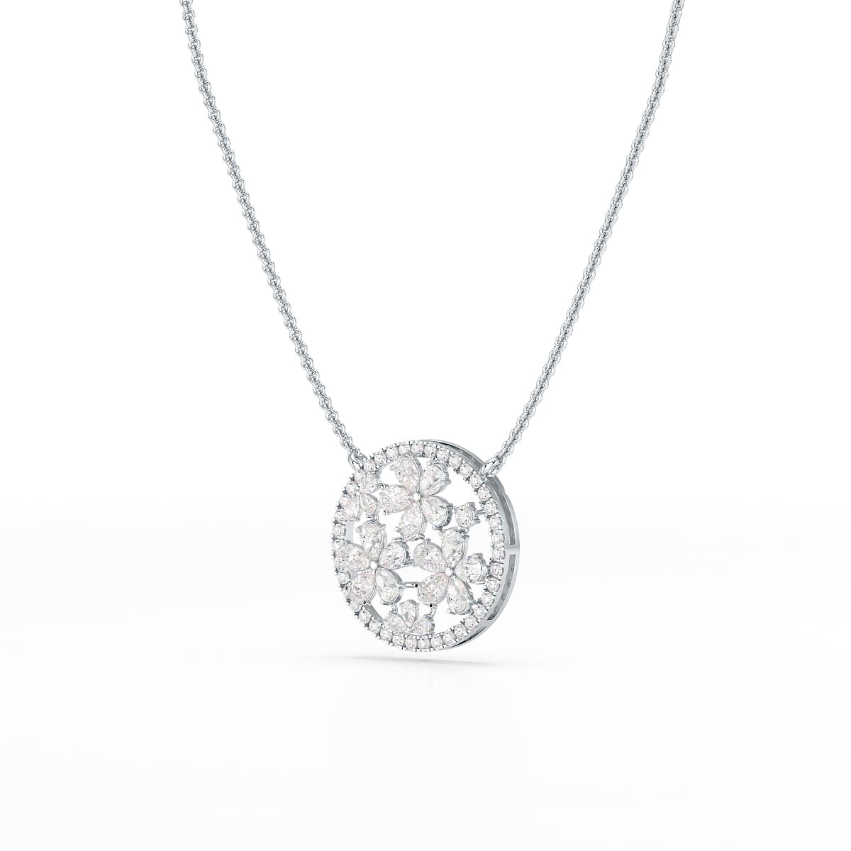 2.57 CT Pear Cut Flower Lab Diamond Pendant