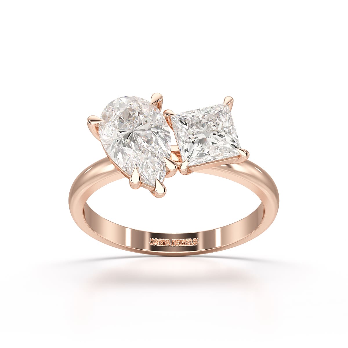 2.5 CT Pear and Princess Cut Lab Diamond Ring