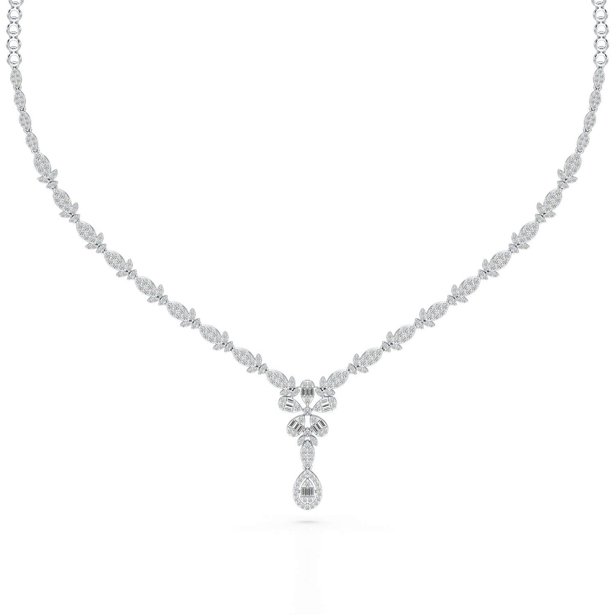 2.65 CT Baguette Cut Lab Grown Diamond Necklace