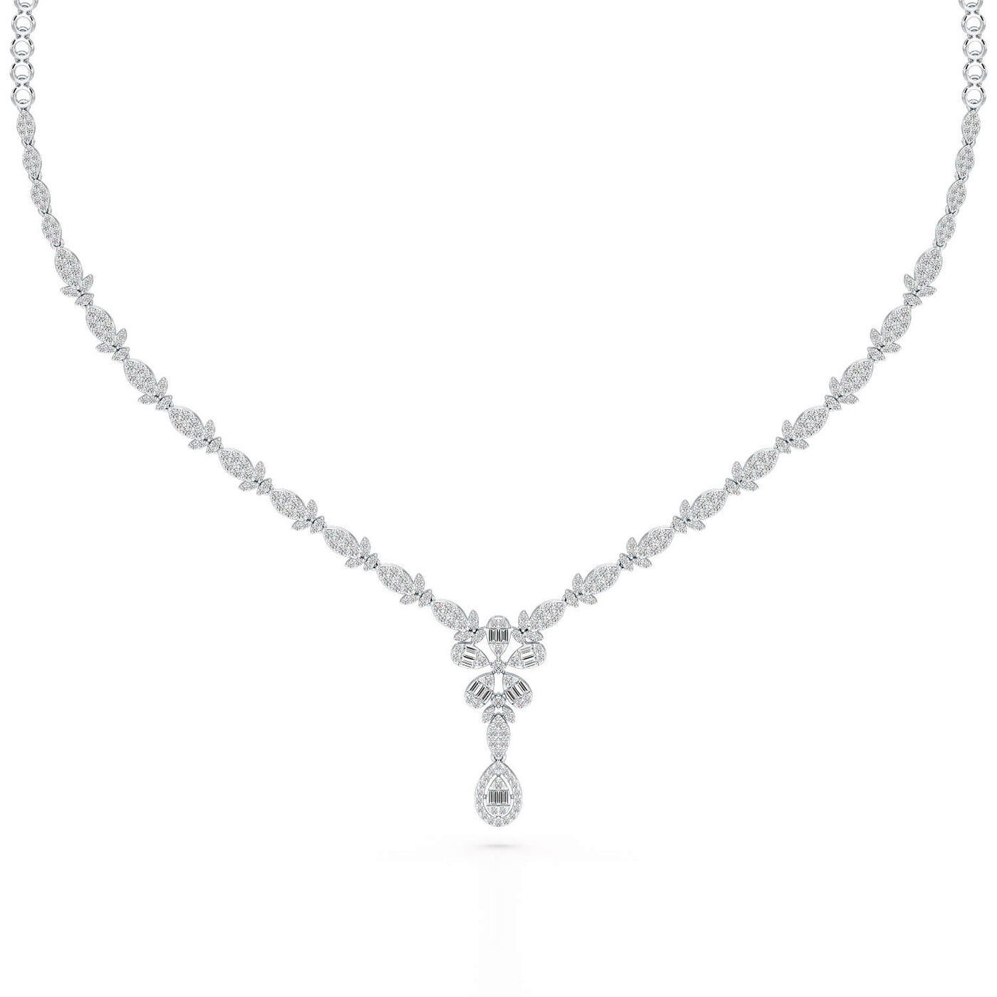 2.65 CT Baguette Cut Lab Grown Diamond Necklace