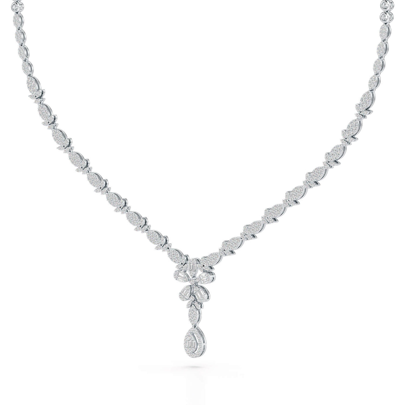 2.65 CT Baguette Cut Lab Grown Diamond Necklace