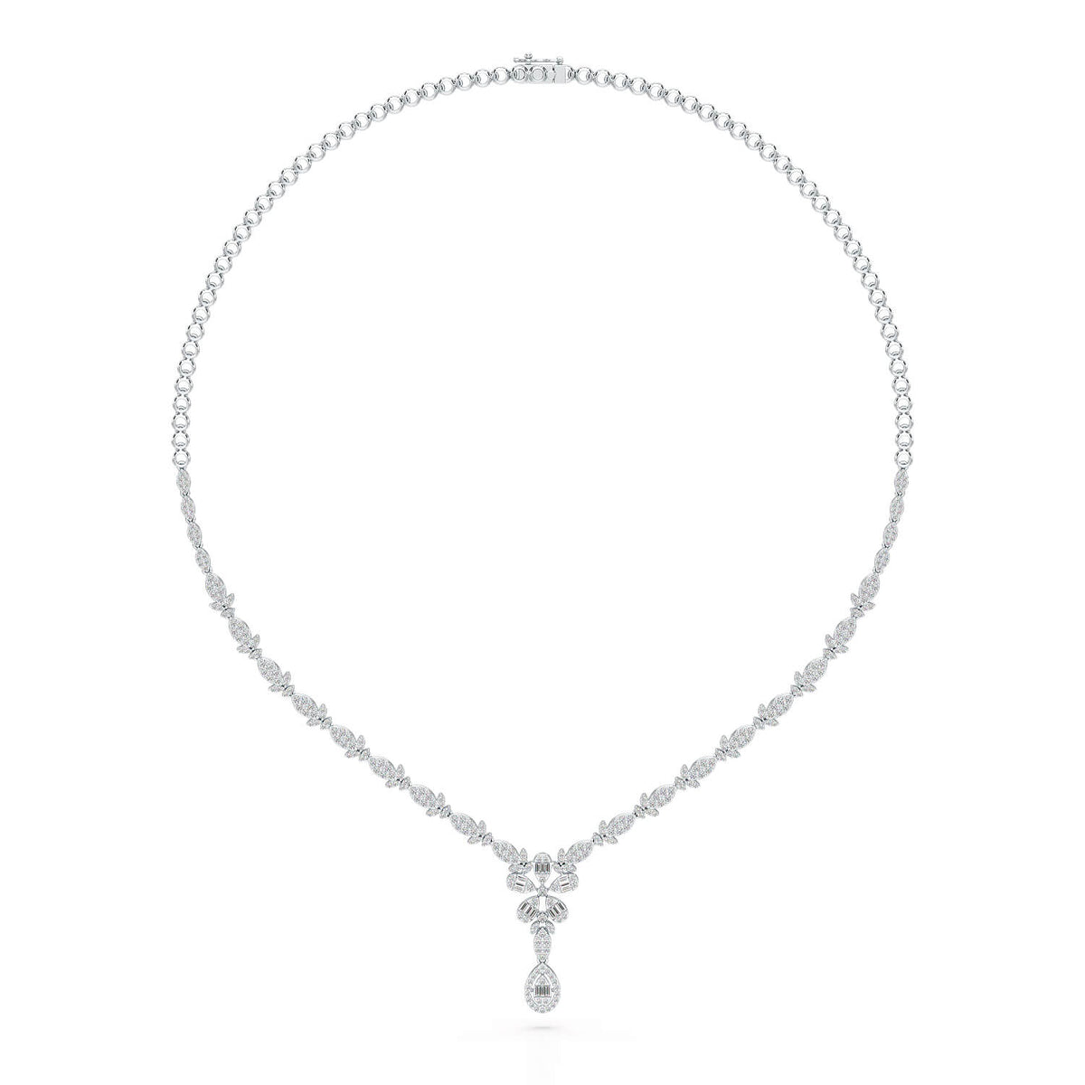 2.65 CT Baguette Cut Lab Grown Diamond Necklace