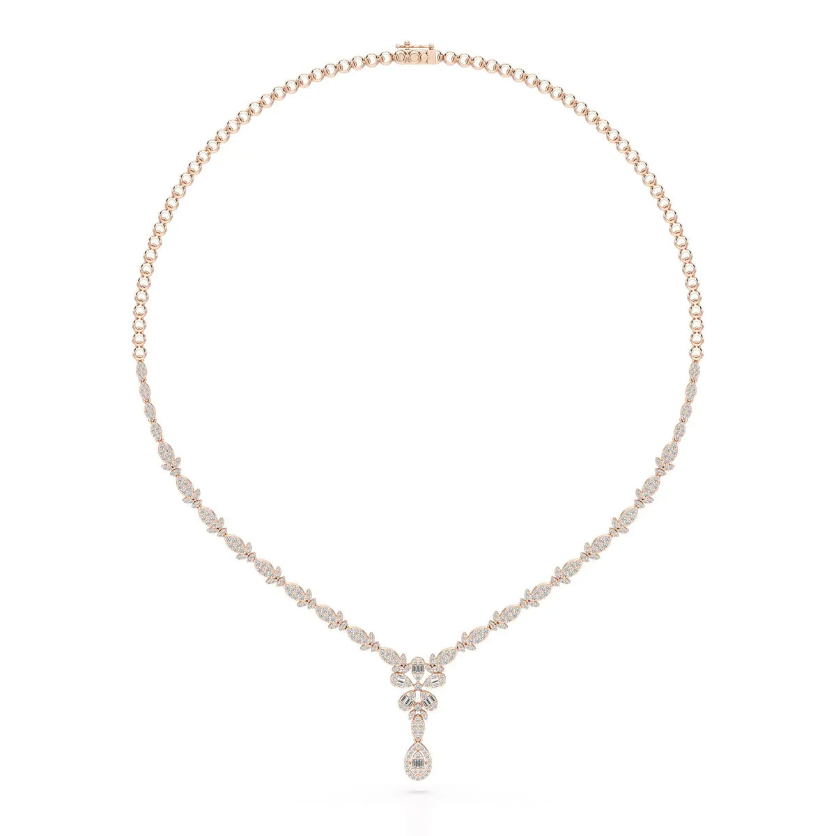 2.5 CT Baguette Cut Lab Grown Diamond Necklace Jama Jewels