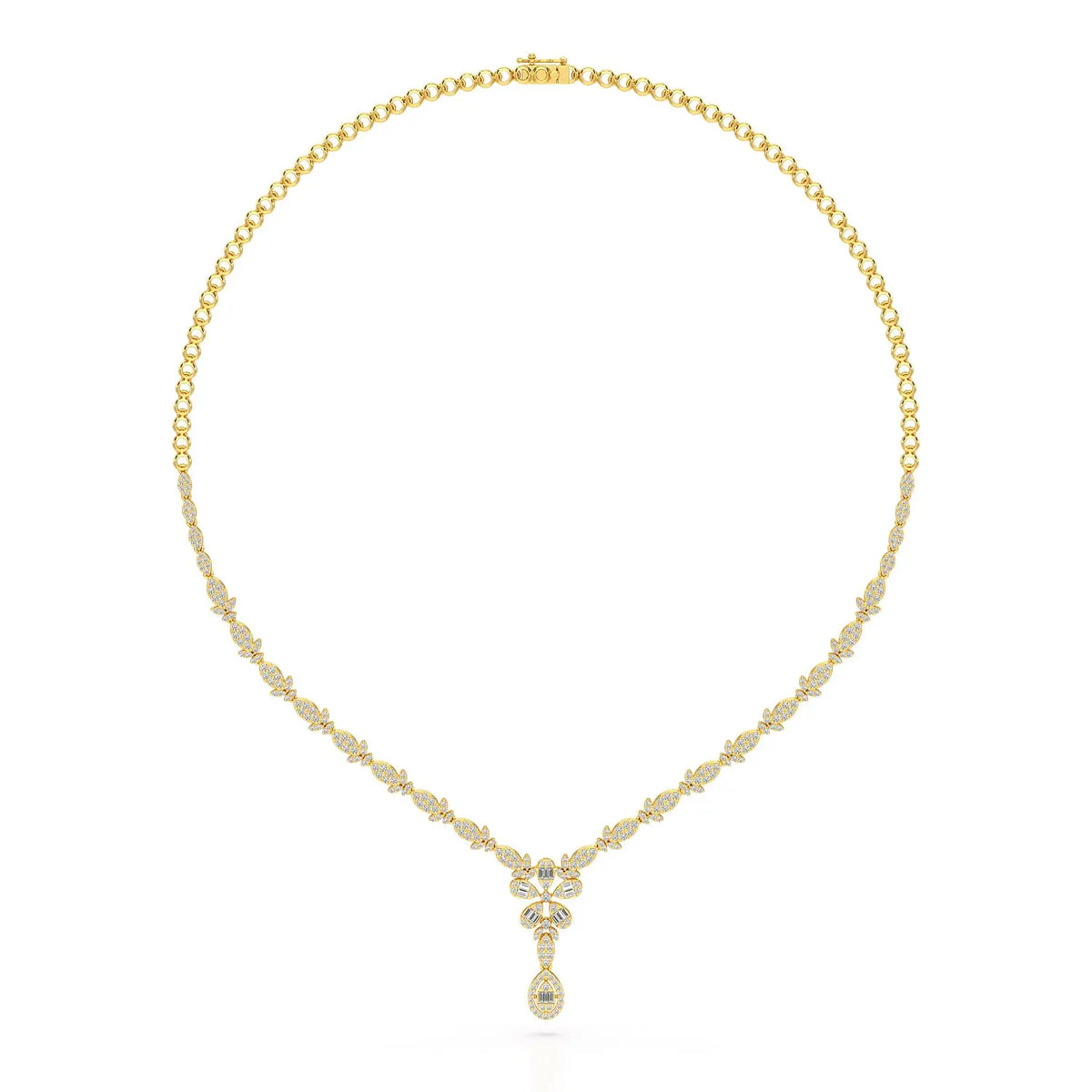 2.5 CT Baguette Cut Lab Grown Diamond Necklace Jama Jewels