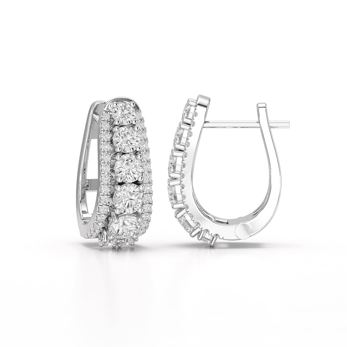 2.71 CT Lab Diamond Round Cut Hoop Earrings