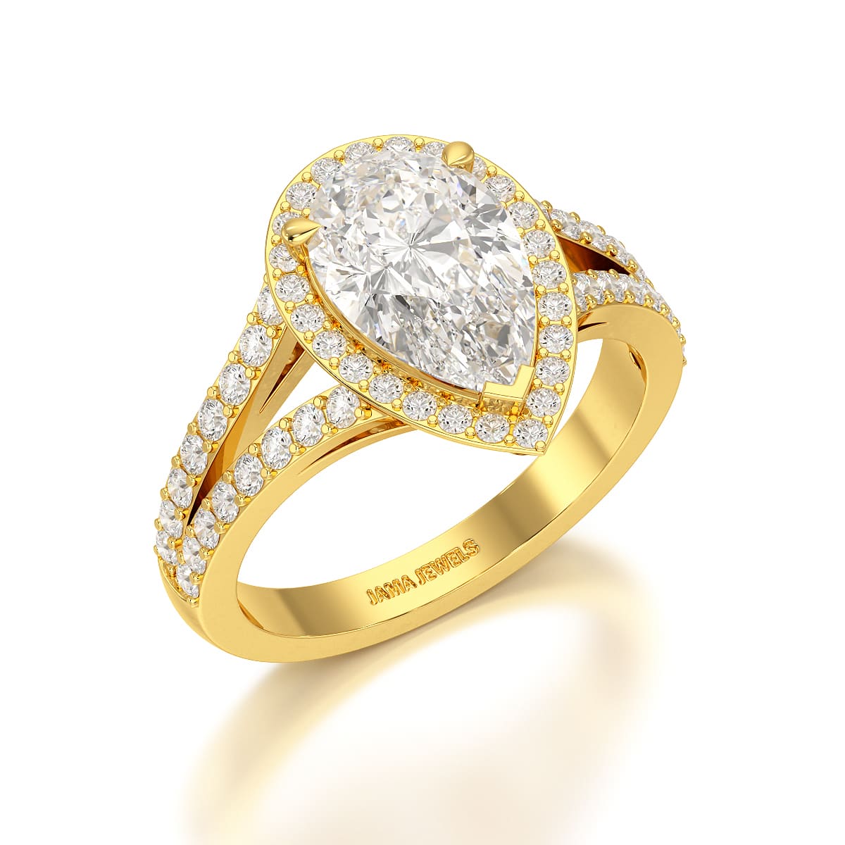 2.78 CT Lab Diamond Pear Cut Halo Ring