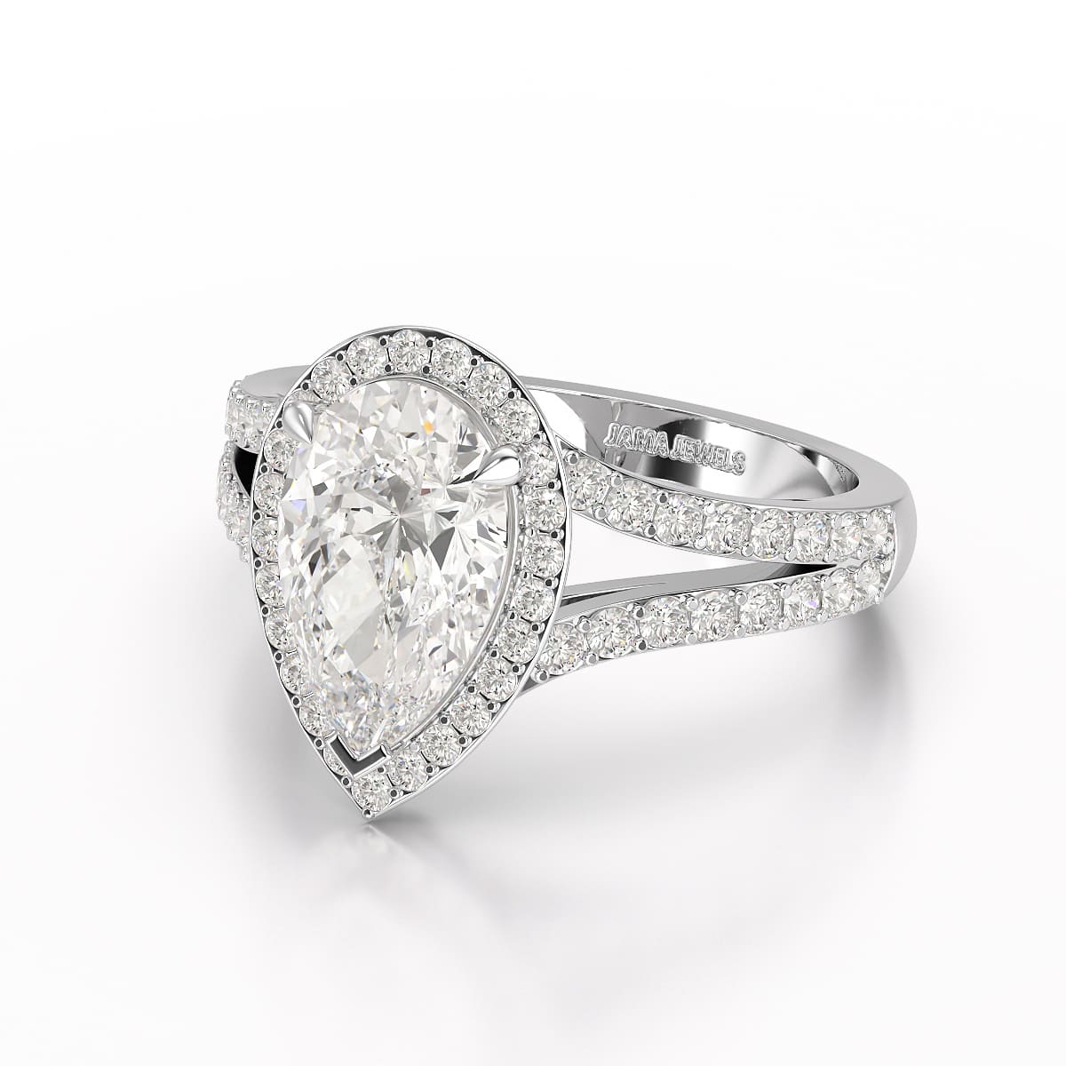 2.78 CT Lab Diamond Pear Cut Halo Ring