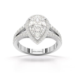 2.78 CT Lab Diamond Pear Cut Halo Ring