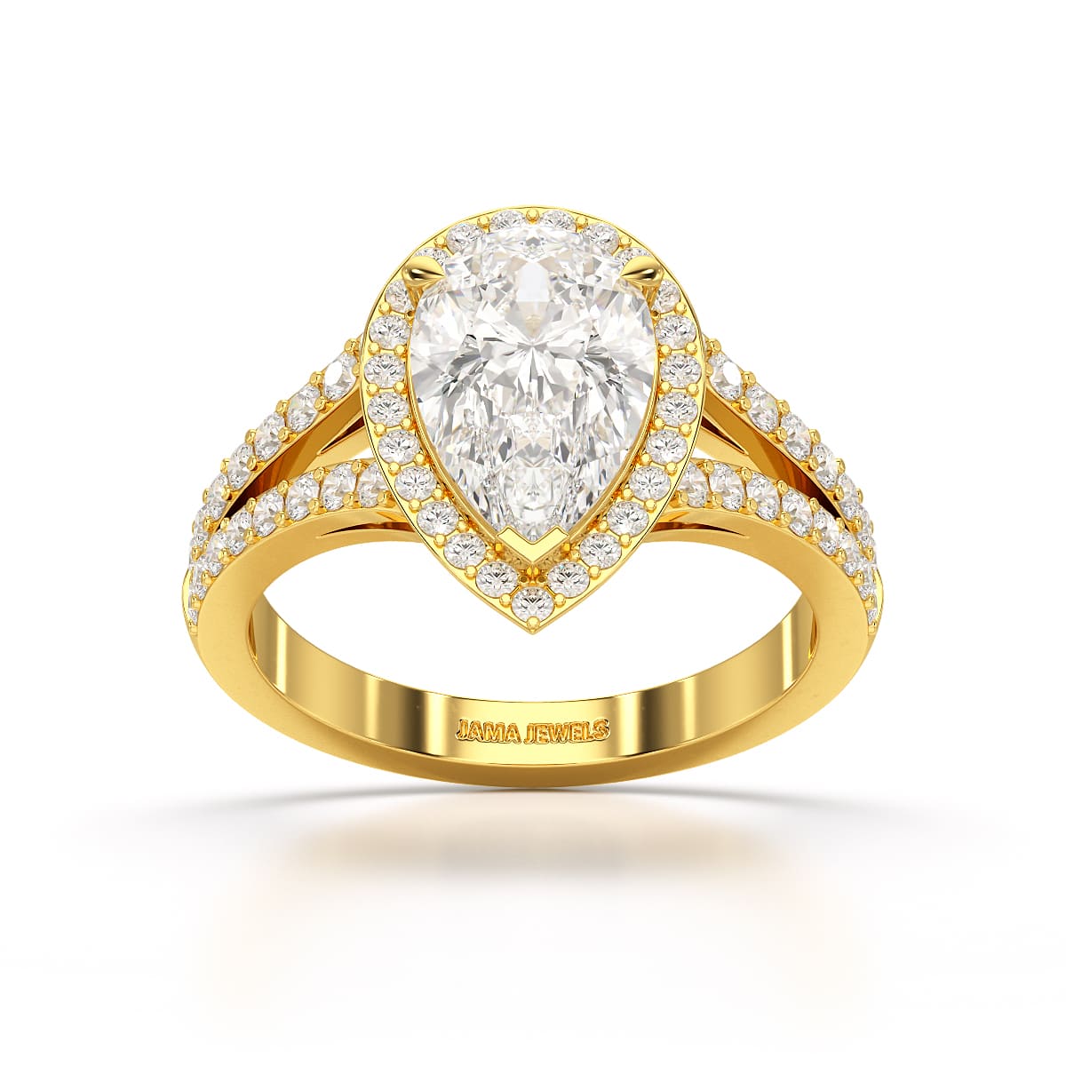 2.78 CT Lab Diamond Pear Cut Halo Ring