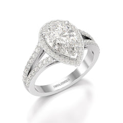 2.78 CT Lab Diamond Pear Cut Halo Ring