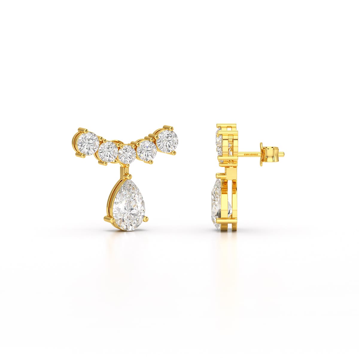 3.58 CT Lab Diamond Pear Cut Drop Earrings