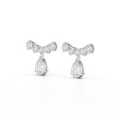 3.58 CT Lab Diamond Pear Cut Drop Earrings