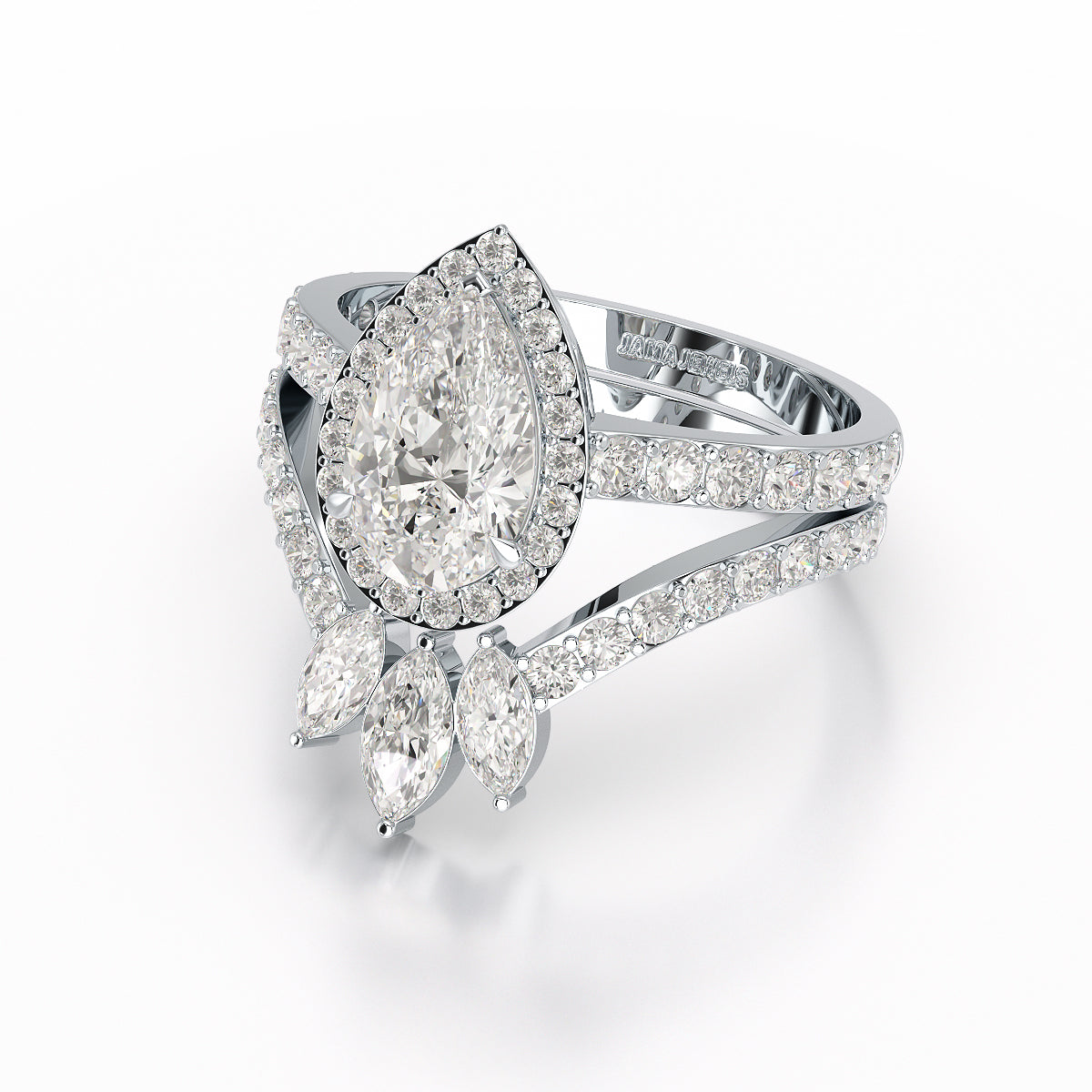 2.95 CT Marquise and Pear Cut Double Layer Lab Diamond Ring