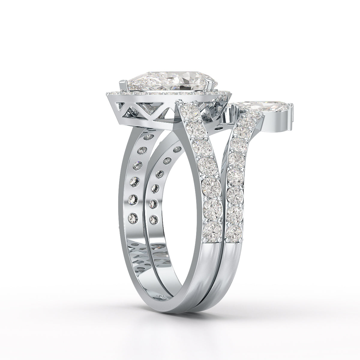 2.95 CT Marquise and Pear Cut Double Layer Lab Diamond Ring