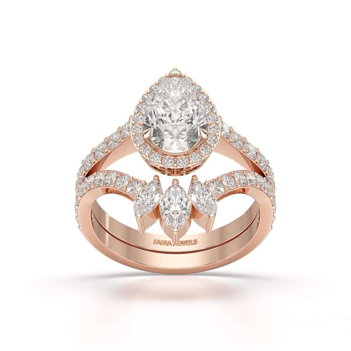 2.95 CT Marquise and Pear Cut Double Layer Lab Diamond Ring