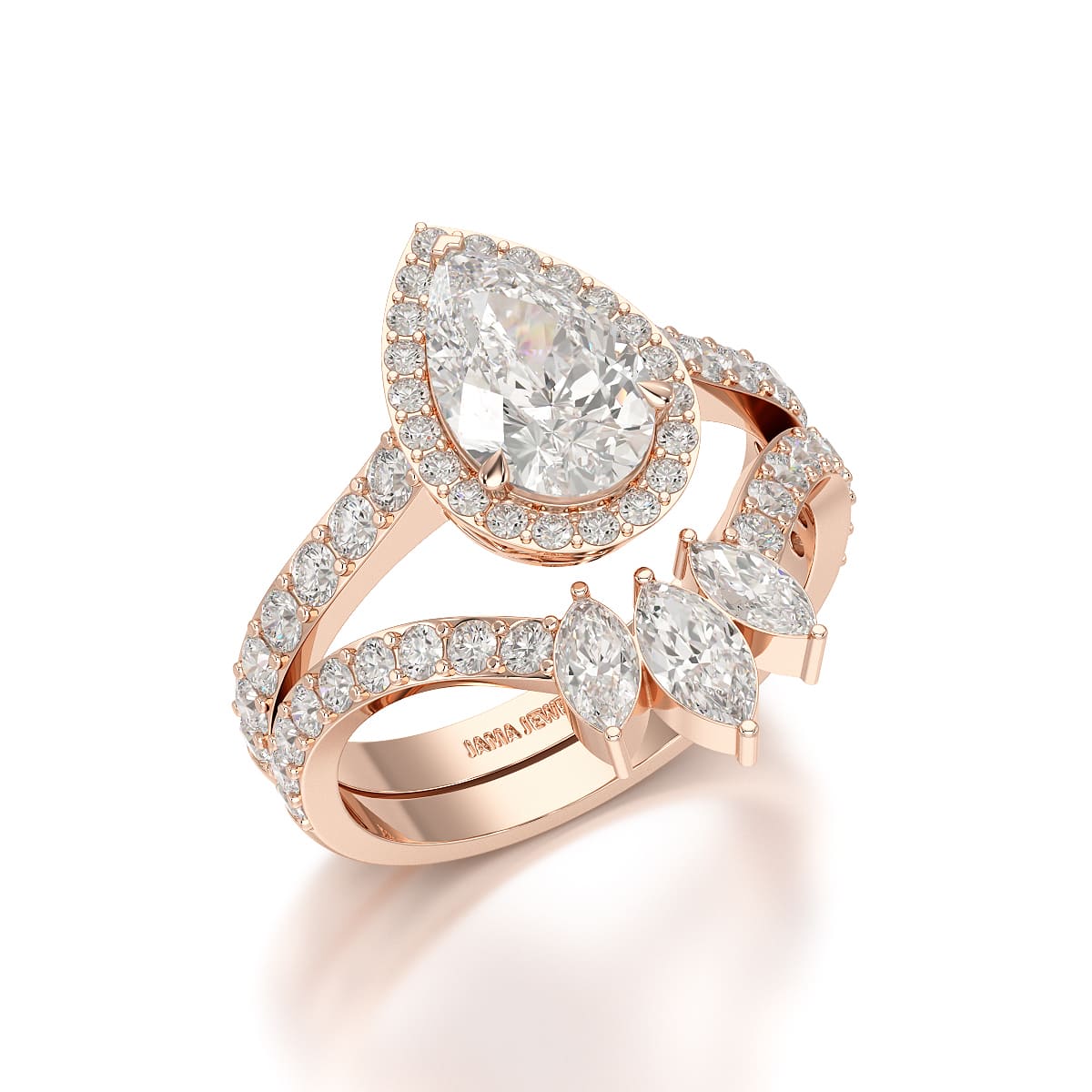 2.95 CT Marquise and Pear Cut Double Layer Lab Diamond Ring