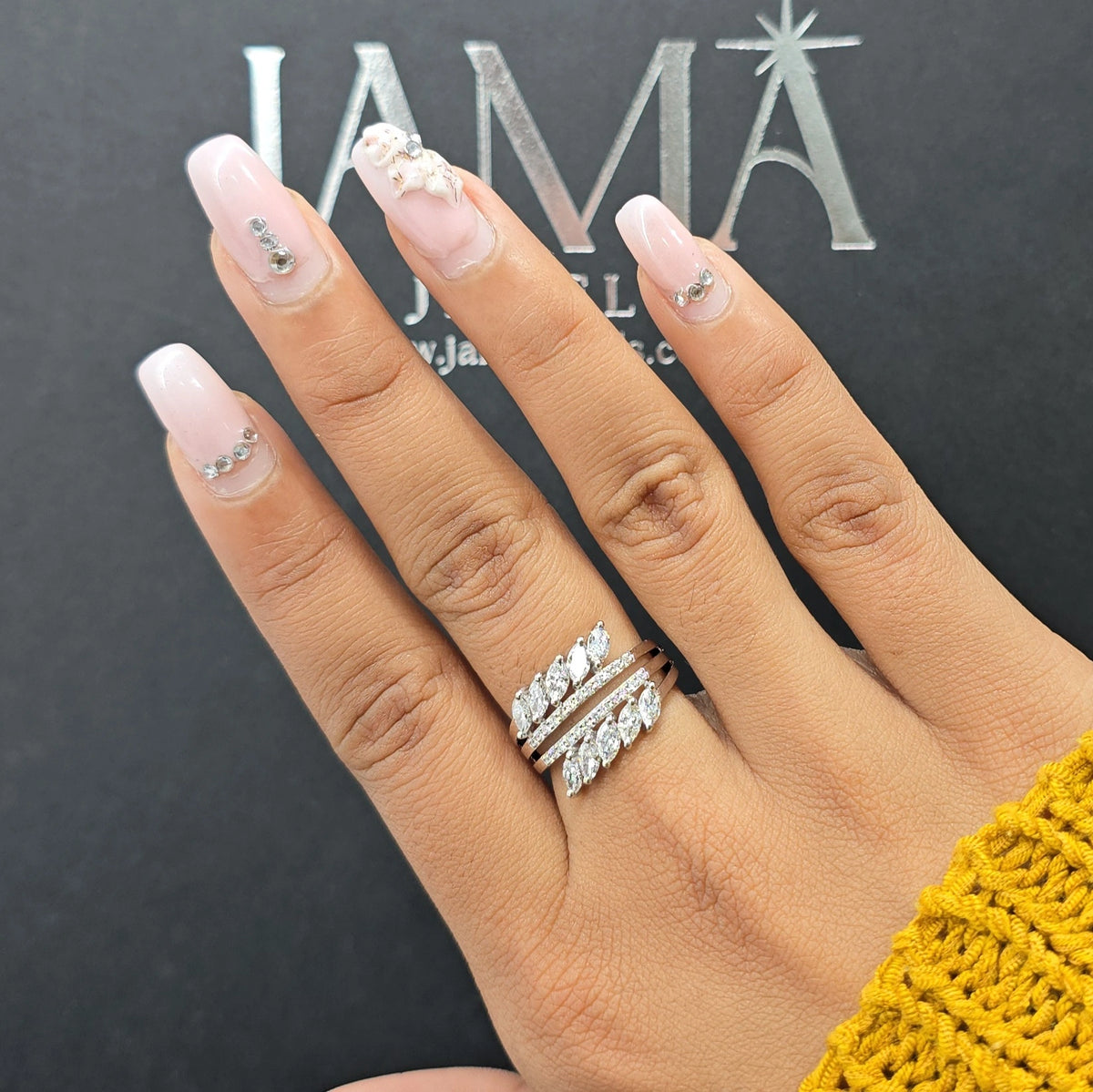 1.20 Lab Diamond Spiral Ring with Marquise and Round Diamonds (Ready for Delivery)