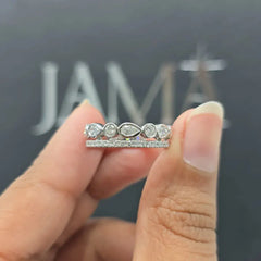 0.76 CT Pear & Round Diamond Bezel Eternity Band Ring (Ready for Delivery)
