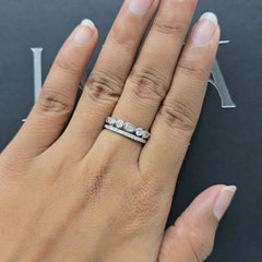 0.76 CT Pear & Round Diamond Bezel Eternity Band Ring (Ready for Delivery)