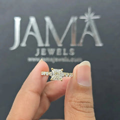 2.05 CT Princess Diamond Solitaire Side Stone Ring (Ready for Delivery)