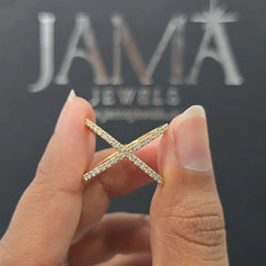 0.69 CT Round Diamond Criss Cross Ring (Ready for Delivery)