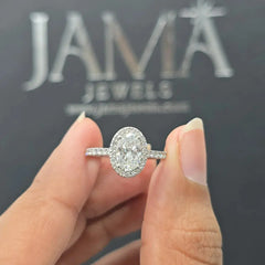 1.44 CT Oval Diamond Halo Engagement Ring (Ready for Delivery)