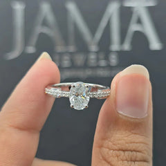 1.18 CT Oval Diamond Solitaire Pavé Ring (Ready for Delivery)