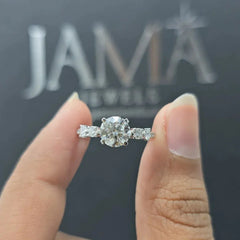 1.56 CT Round Diamond Solitaire with Side Stone Ring (Ready for Delivery)