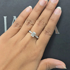 1.38 CT Emerald Diamond Pavé Band Solitaire Ring (Ready for Delivery)