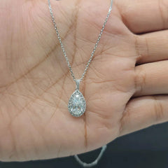 1.23 CT Pear Diamond Halo Chain Pendant (Ready for Delivery)