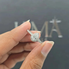 0.90 CT Pear Diamond Halo Engagement Ring (Ready for Delivery)