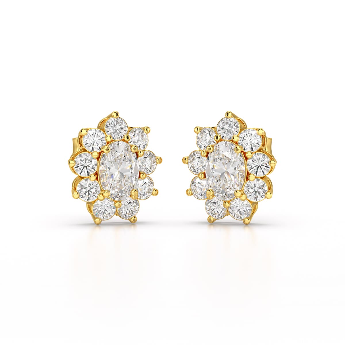 3.06 CT Lab Diamond Oval Cut Stud Earrings