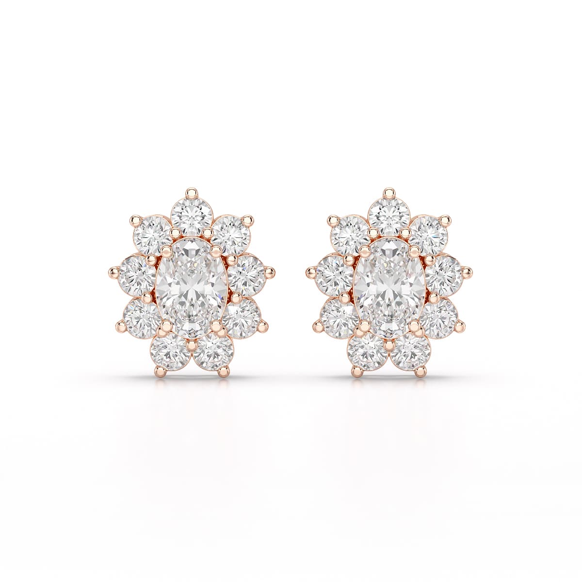 3.06 CT Lab Diamond Oval Cut Stud Earrings