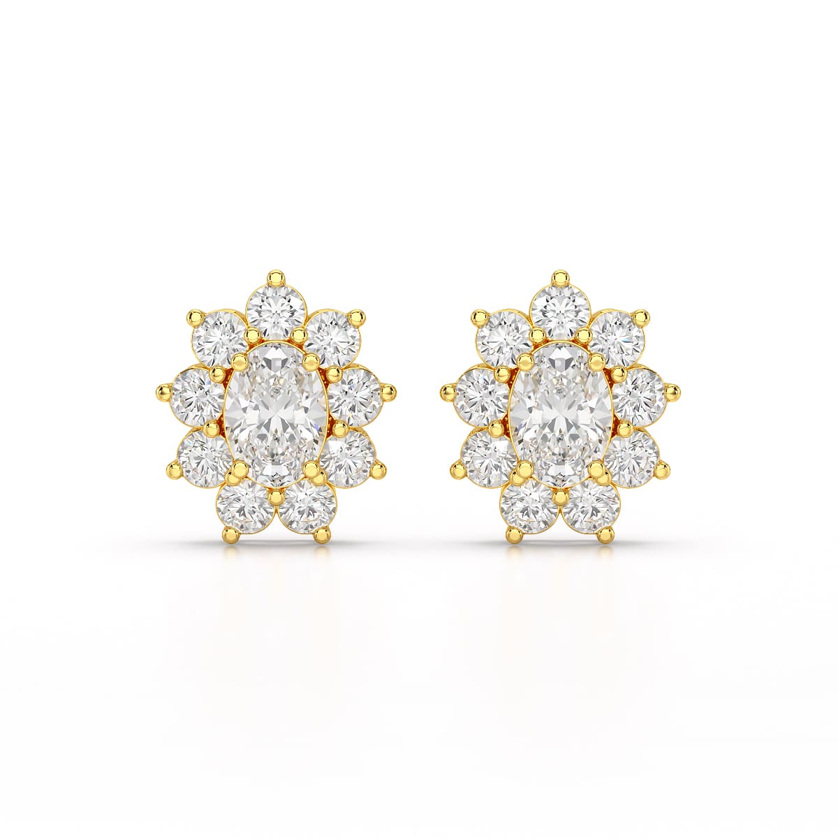 3.06 CT Lab Diamond Oval Cut Stud Earrings