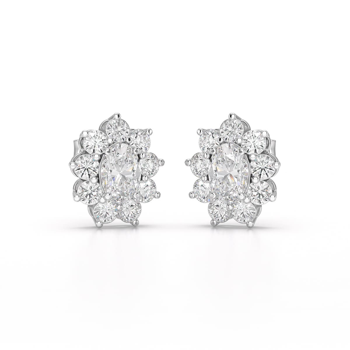 3.06 CT Lab Diamond Oval Cut Stud Earrings