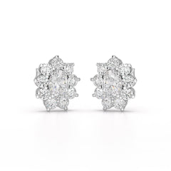 3.06 CT Lab Diamond Oval Cut Stud Earrings