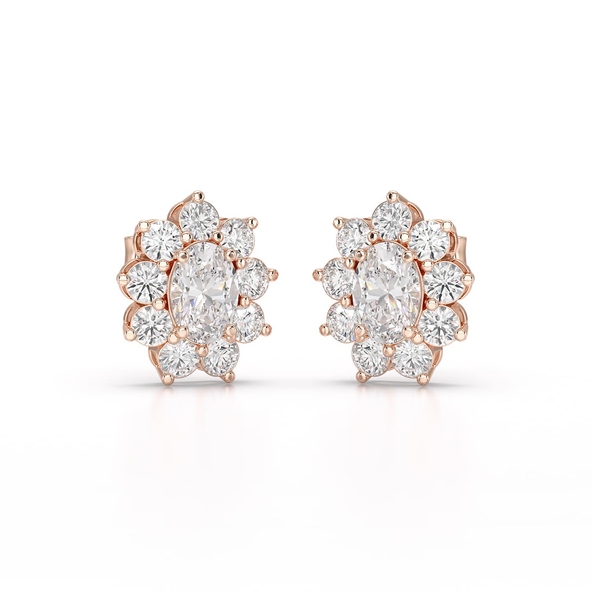 3.06 CT Lab Diamond Oval Cut Stud Earrings