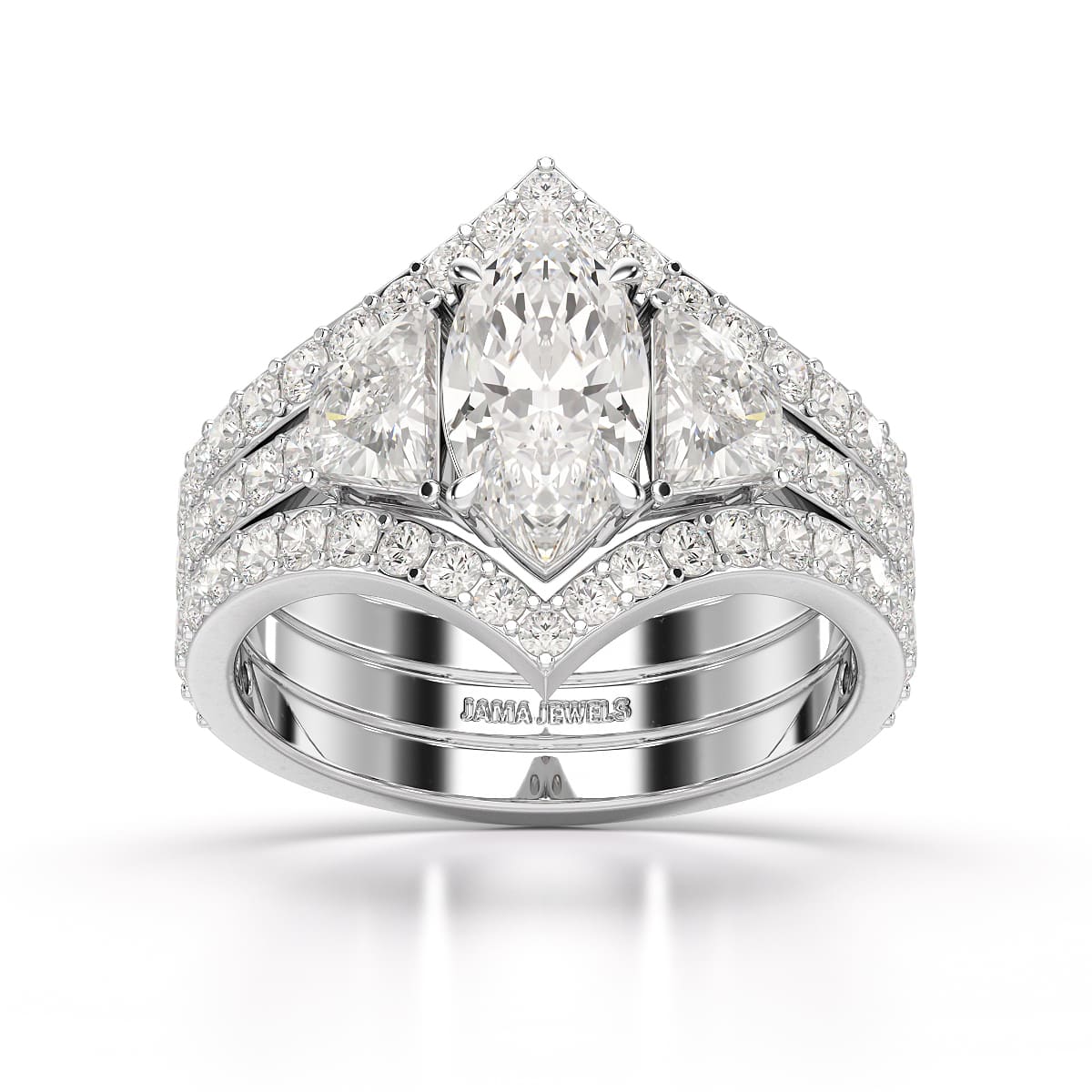 3.14 CT Marquise Cut Lab Diamond Layered Ring