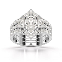 3.14 CT Marquise Cut Lab Diamond Layered Ring