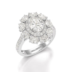 3.16 CT Halo Oval Cut Lab Diamond Ring