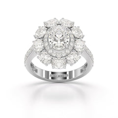 3.16 CT Halo Oval Cut Lab Diamond Ring