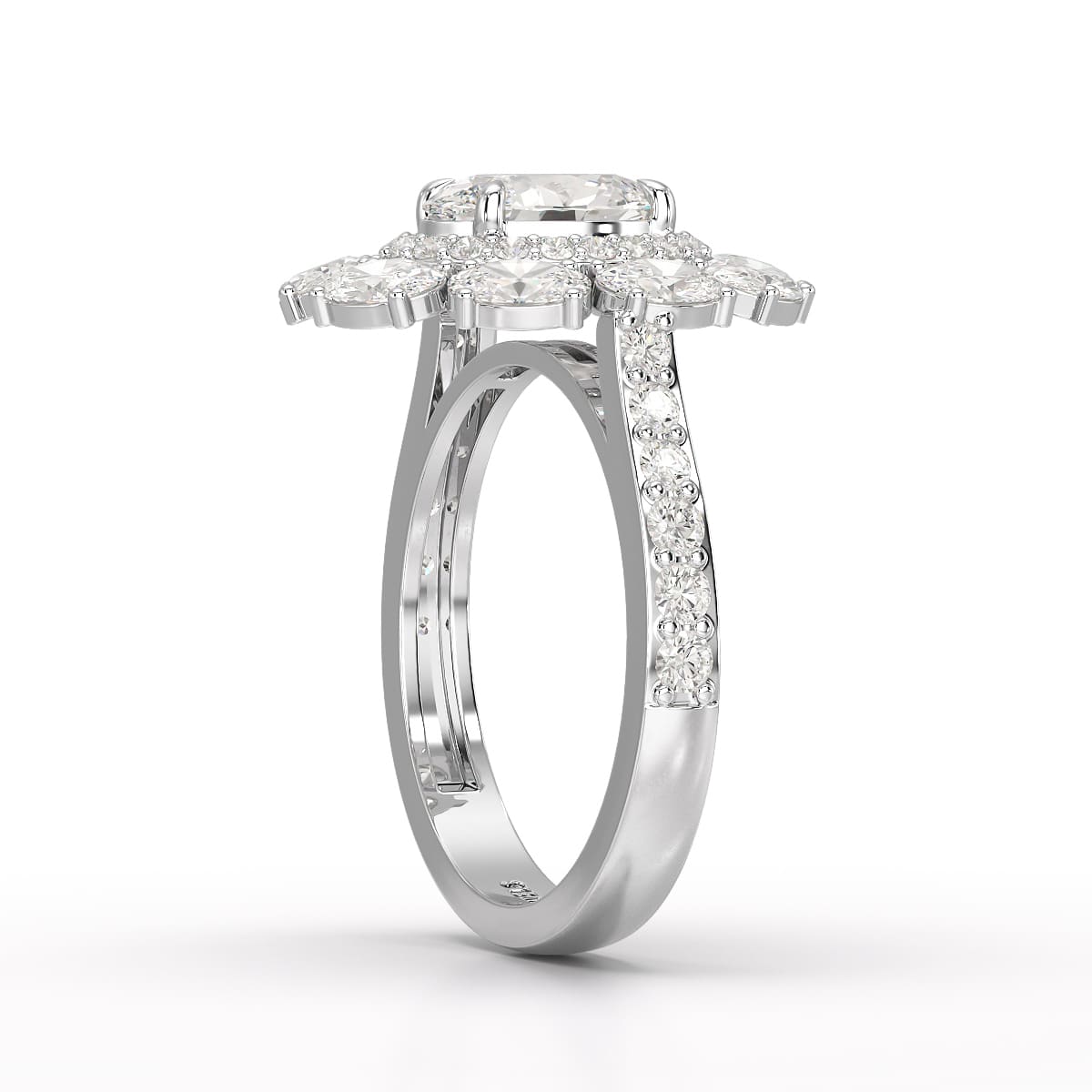 3.16 CT Halo Oval Cut Lab Diamond Ring