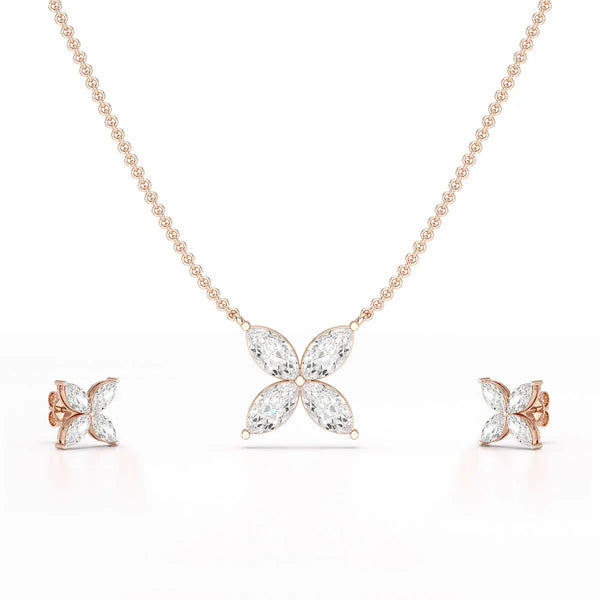 3.20 CT Marquise Cut Lab Diamond Butterfly Earring & Pendant Set