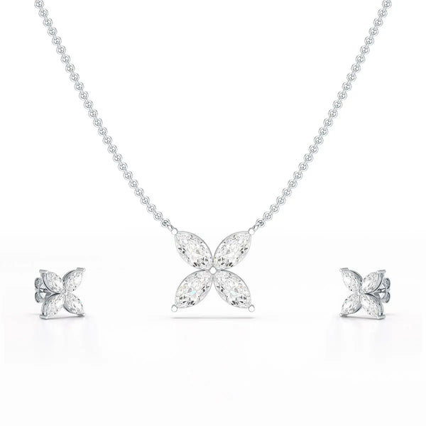 3.20 CT Marquise Cut Lab Diamond Butterfly Earring & Pendant Set
